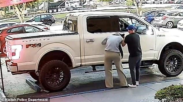 Authorities released photos taken from a surveillance camera showing what appears to be an abduction of a woman around 6.45am near West 27th Avenue & West 52nd Street outside the Lake Condominium in Hialeah