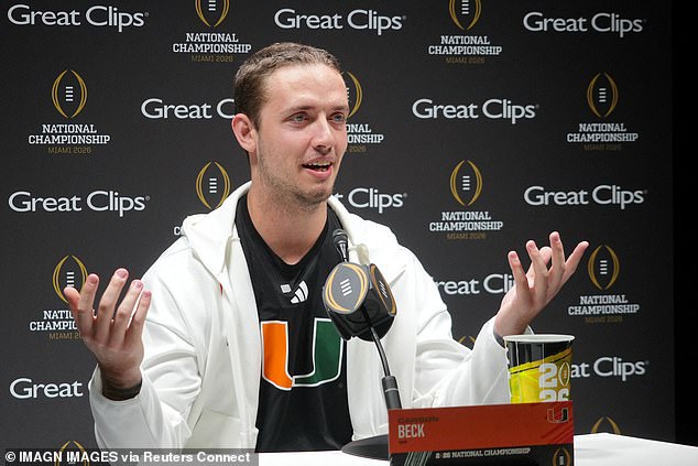 Miami quarterback Carson Beck graduated two years ago from a different school