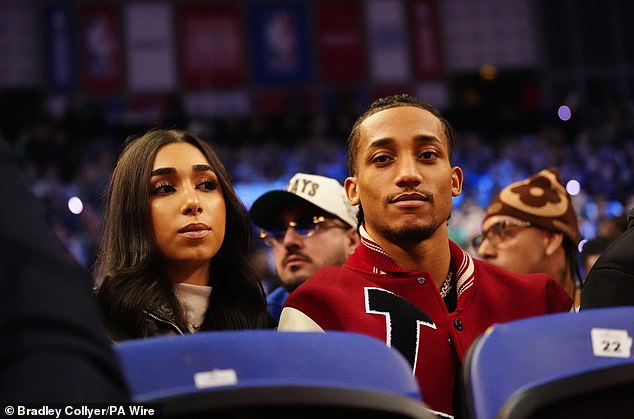Chelsea striker Joao Pedro was also seen among the crowd at London's 02 Arena on Sunday