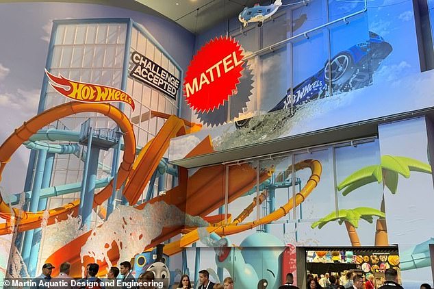 The park is set to have themed areas dedicated to Barbie, Hot Wheels and Masters of the Universe. Pictured is the Mattel Park exhibition during the 2025 IAAPA exposition in Orlando