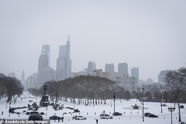 Snow from Winter Storm Fern is seen covering Philadelphia, Pennsylvania on Sunday
