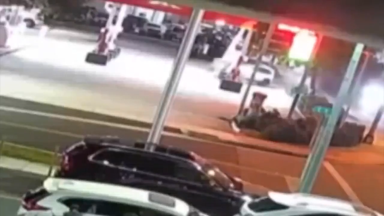 Fiery rollover crash at Hialeah gas station, driver in stable condition - WSVN 7News | Miami News, Weather, Sports