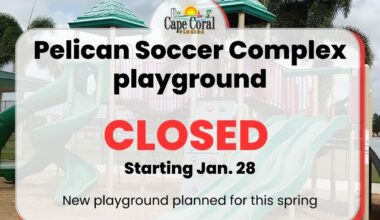 Temporary Playground Closure at Pelican Soccer Complex