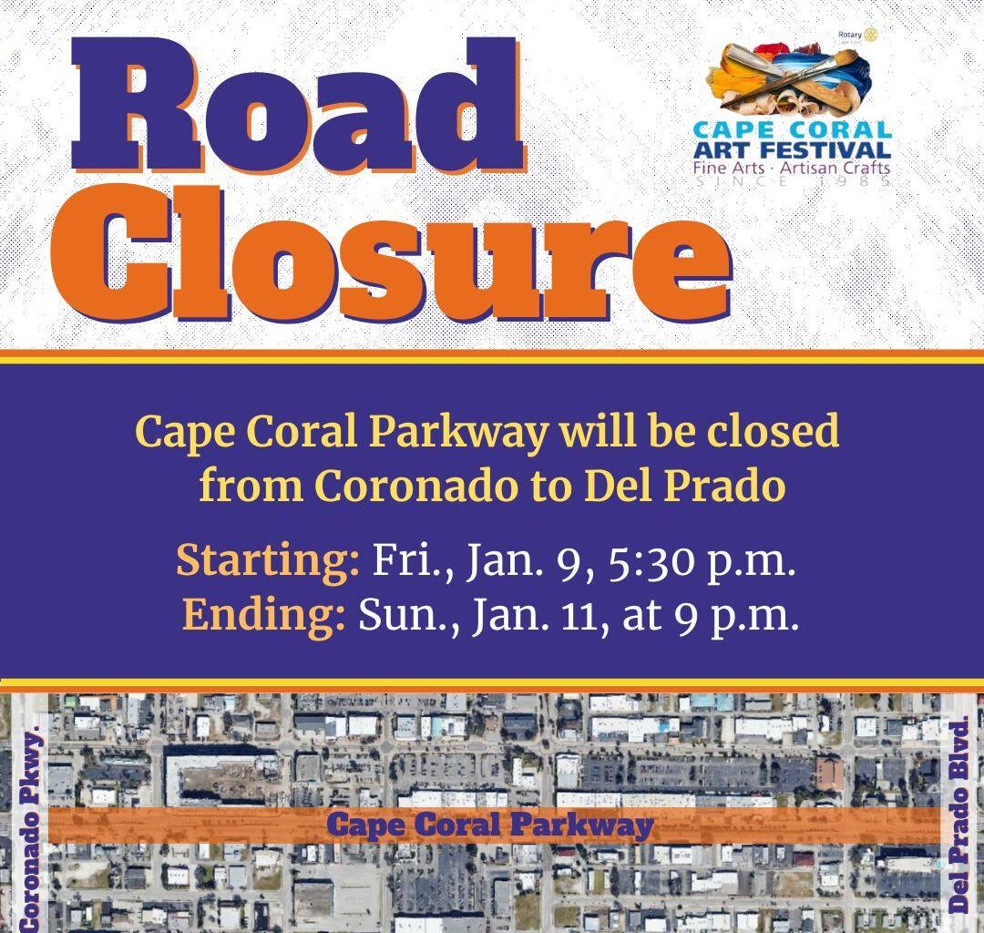Cape Coral Parkway Closure for 2026 Cape Coral Art Festival