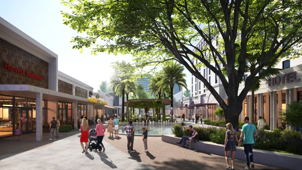 Hotel pads are currently being offered for sale within Ovation. The district will have three hotels with a combined total of 740 rooms. (Courtesy of Accesso)