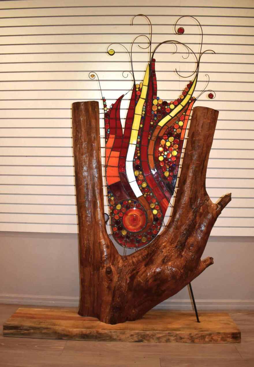 'Raging Blaze' by artists Belinda Duclos and Mark Tracy is on view this month at the Visual Arts Center in Punta Gorda.