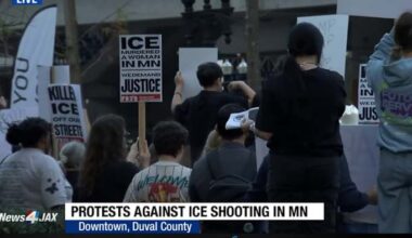 Jacksonville protesters call for justice after ICE agent shoots, kills woman in Minnesota