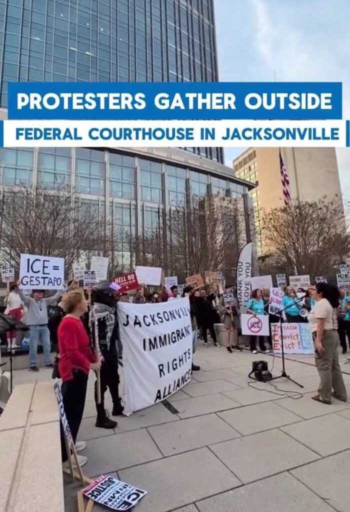 Jacksonville protesters call for justice after ICE agent shoots, kills woman in Minnesota