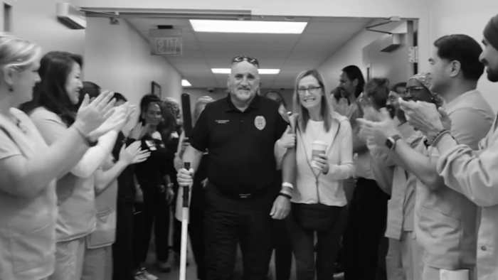 Florida police sergeant who was shot in the face walks out of hospital