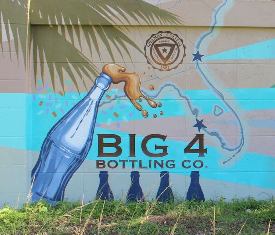 Panel 16 of the Buck's Backyard Mural at McCollum Hall recalls Dr. Piper's co-ownership of the Big 4 Bottling Co. on her property at Mango Street and Evans Avenue.