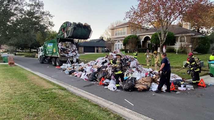 Trash dumped on Winter Springs road after lithium-ion battery explodes in WastePro truck