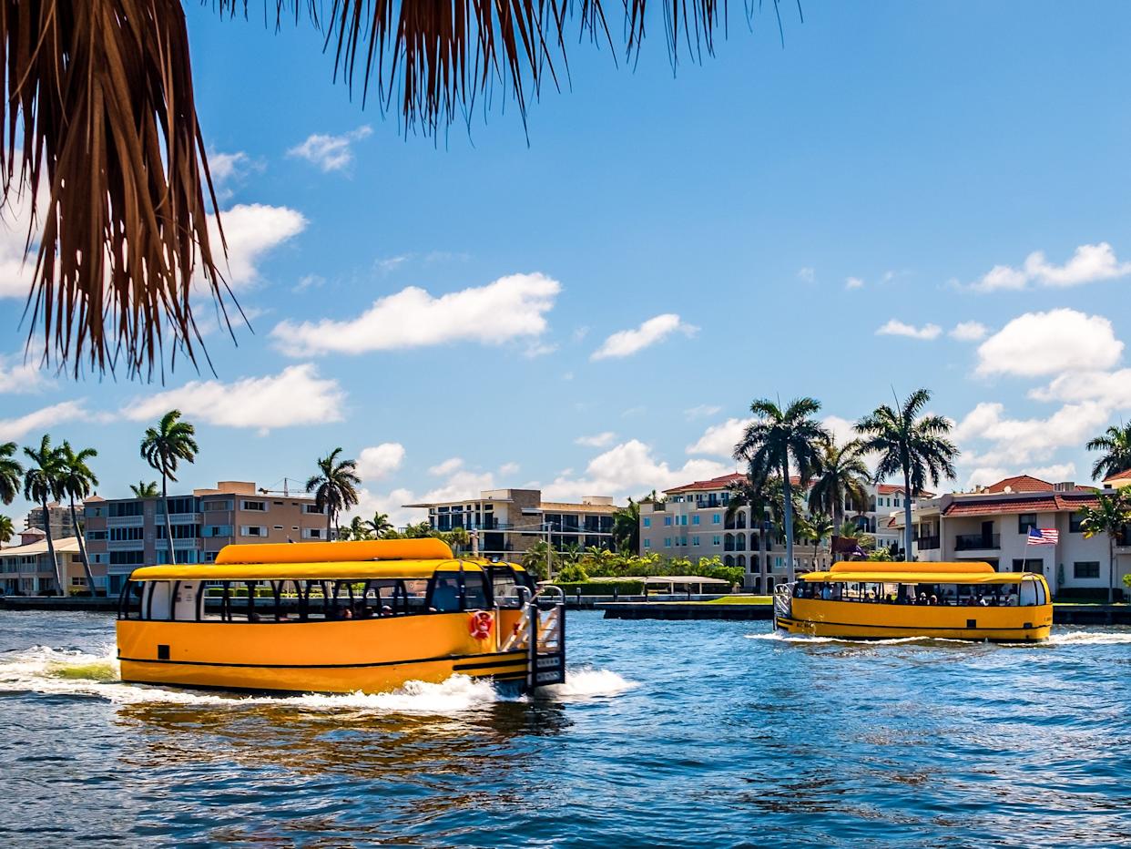 Fort Lauderdale Water Taxis crossing on the Intracoastal waterway