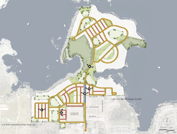The street network plan for the proposed Johns Lake PUD in Winter Garden shows the project's only entrance and exit location on Williams Road. (Provided by AGMCi Planning & Design)