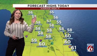 Chilly temperatures sweep across Central Florida before a warm-up to the 70s