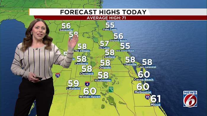 Chilly temperatures sweep across Central Florida before a warm-up to the 70s
