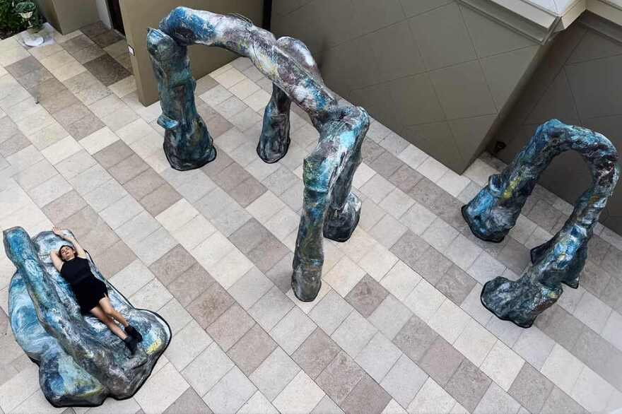 'Pergola Spolia' includes places to sit, lay down and generally slump over.