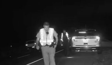 Video: Florida trooper, deputy leap to safety as driver sideswipes patrol vehicles on I-95
