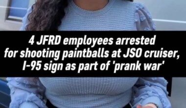 4 JFRD employees arrested, accused of shooting paintballs at JSO car, I-95 sign during ‘prank war’