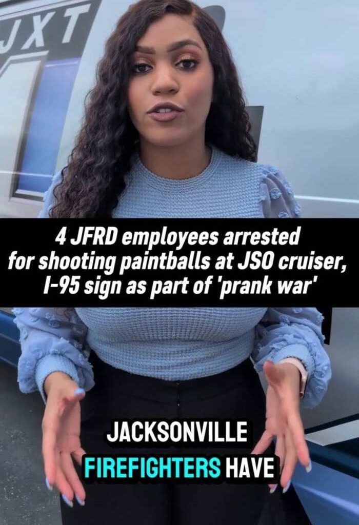 4 JFRD employees arrested, accused of shooting paintballs at JSO car, I-95 sign during ‘prank war’