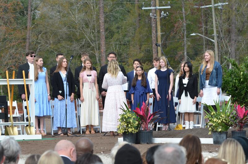 A multistake youth choir of members from the Jacksonville area sing “Let Zion in Her Beauty Rise” at the groundbreaking ceremony for the Jacksonville Florida Temple on Jan. 24, 2026, in Jacksonville, Florida.