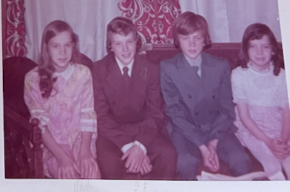 Mary Opitz (far right), next to her brother, Chris