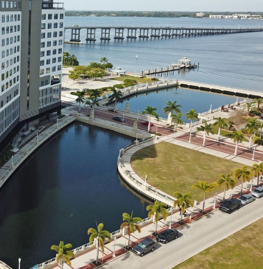 Fort Myers' 1.8-acre river basin is nestled between Hendry Street and Luminary Hotel.