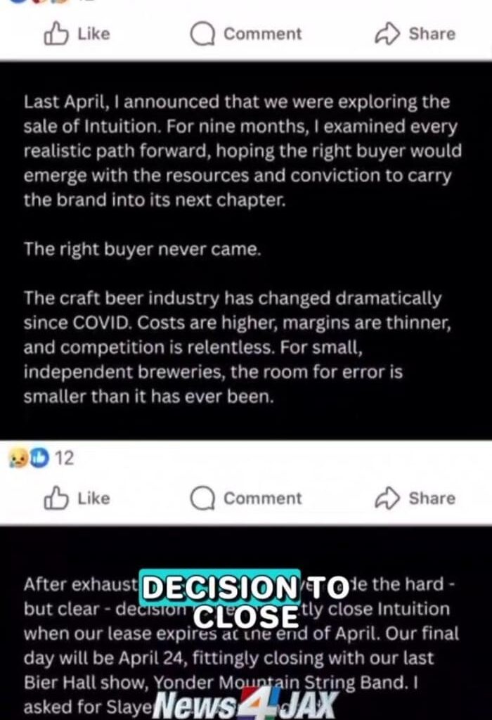 Intuition Ale Works owner says beloved downtown brewery is closing for good in April