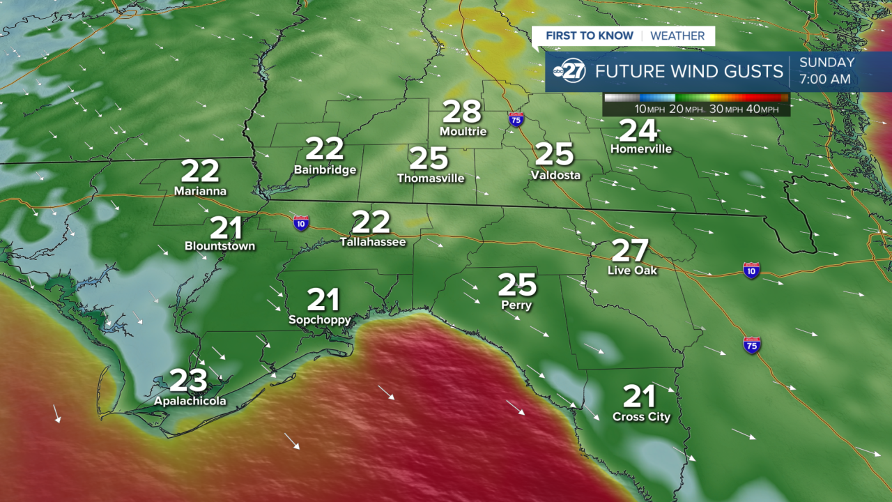 Wind Gusts Sunday AM