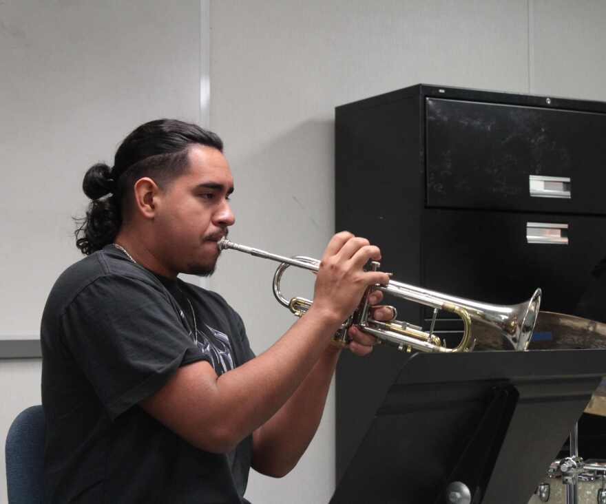 FGCU student Diego Figueredo on trumpet.