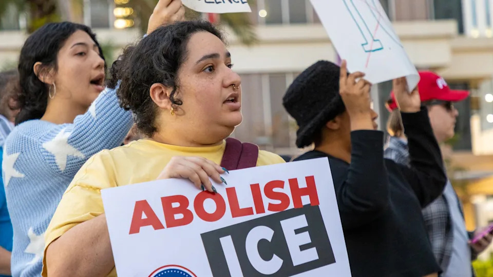 Several dozen people gathered in downtown Orlando in Jan. 2026 after a woman was shot and killed in Minneapolis.