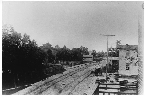 The Orange County Reporter office is shown in downtown Orlando in this 1884 photograph. (Sentinel Archives)