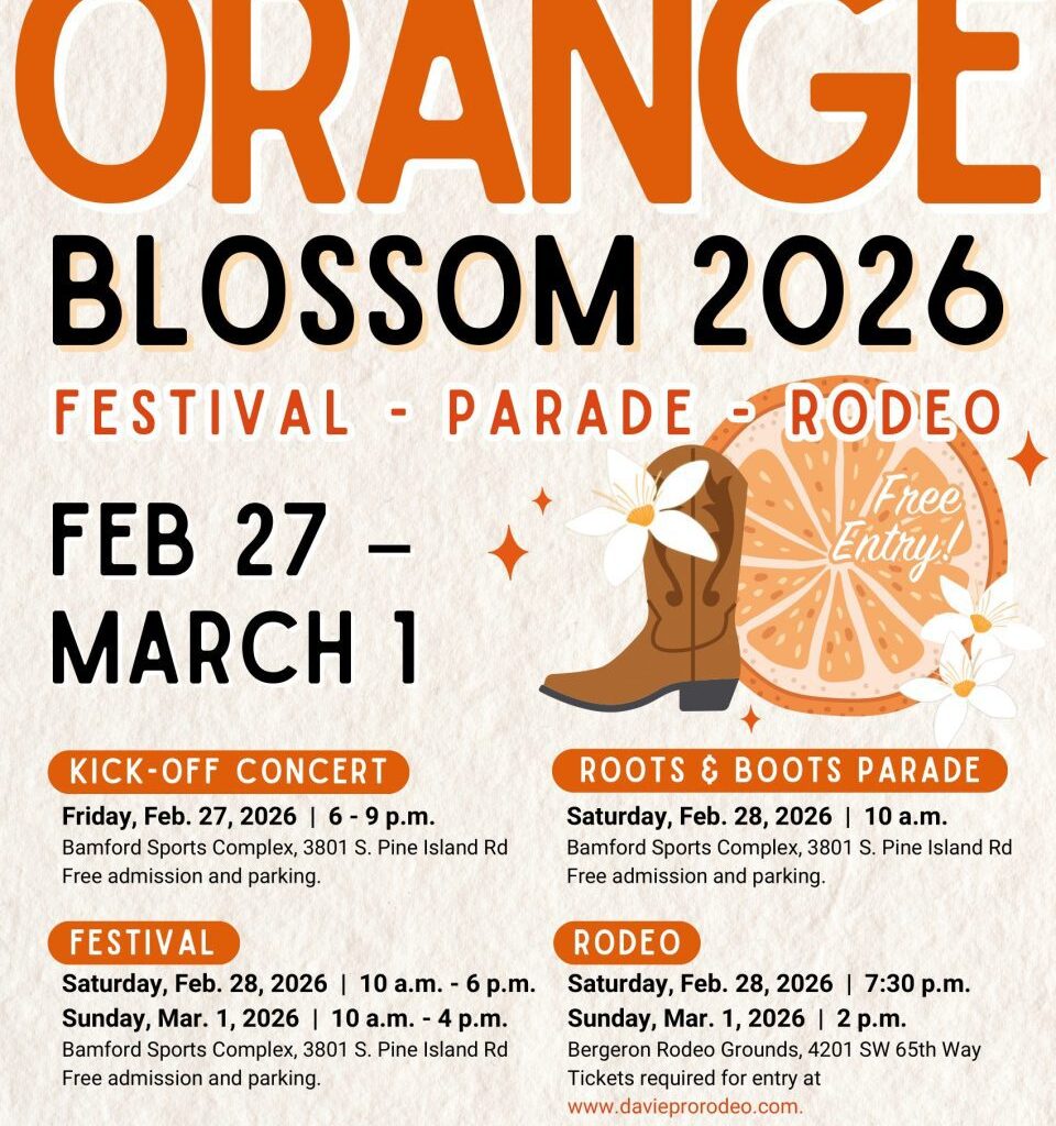 TOWN OF DAVIE ORANGE BLOSSOM CELEBRATION STARTS ON FEB. 27, 2026