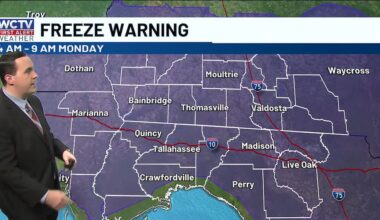 A Freeze Warning is in place to end the weekend ⚠️