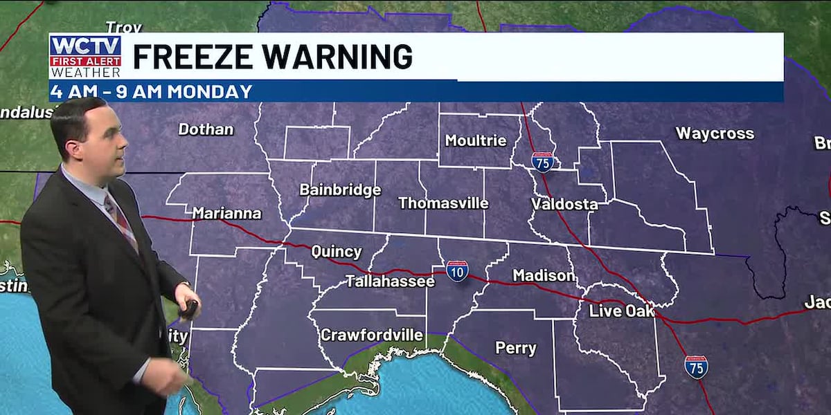 A Freeze Warning is in place to end the weekend ⚠️