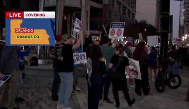 Protesters gather outside Orlando City Hall after ICE fatally shoots Minneapolis woman