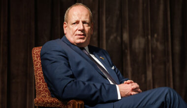 Germany's Ambassador Jens Hanefeld on stage in The Globe Auditorium on FSU's campus.