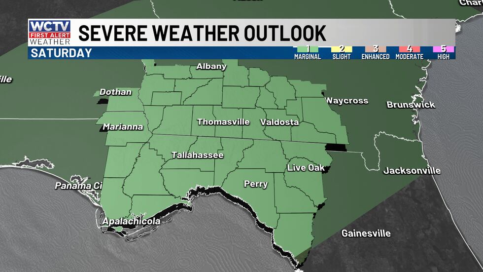 A chance of a few stronger storms Saturday.