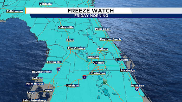 Freeze watch issued for Central Florida