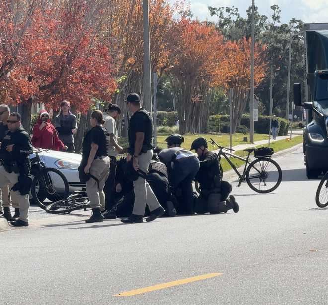 man detained at protest outside ice facility