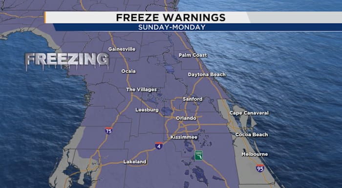 Freeze warning issued for Central Florida