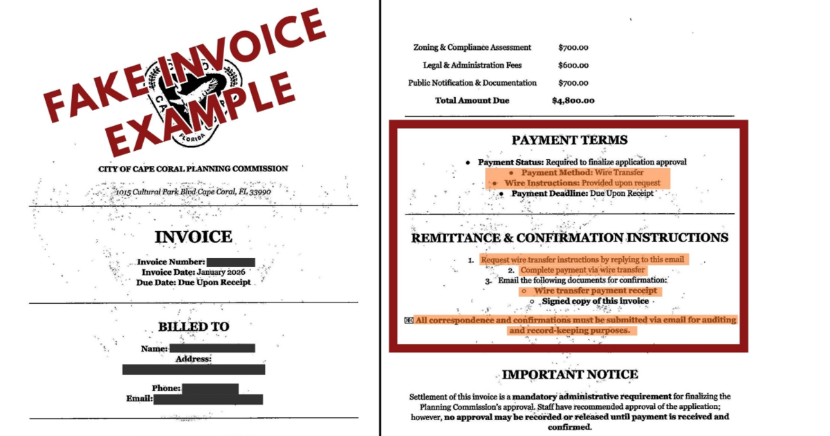 Cape Coral residents warned of fake invoice scam targeting locals | WINK Smart