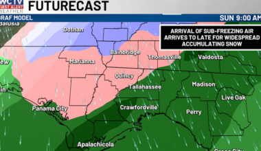 Warm Saturday turns to a wintry mix on Sunday for Tallahassee, the Big Bend and South Georgia