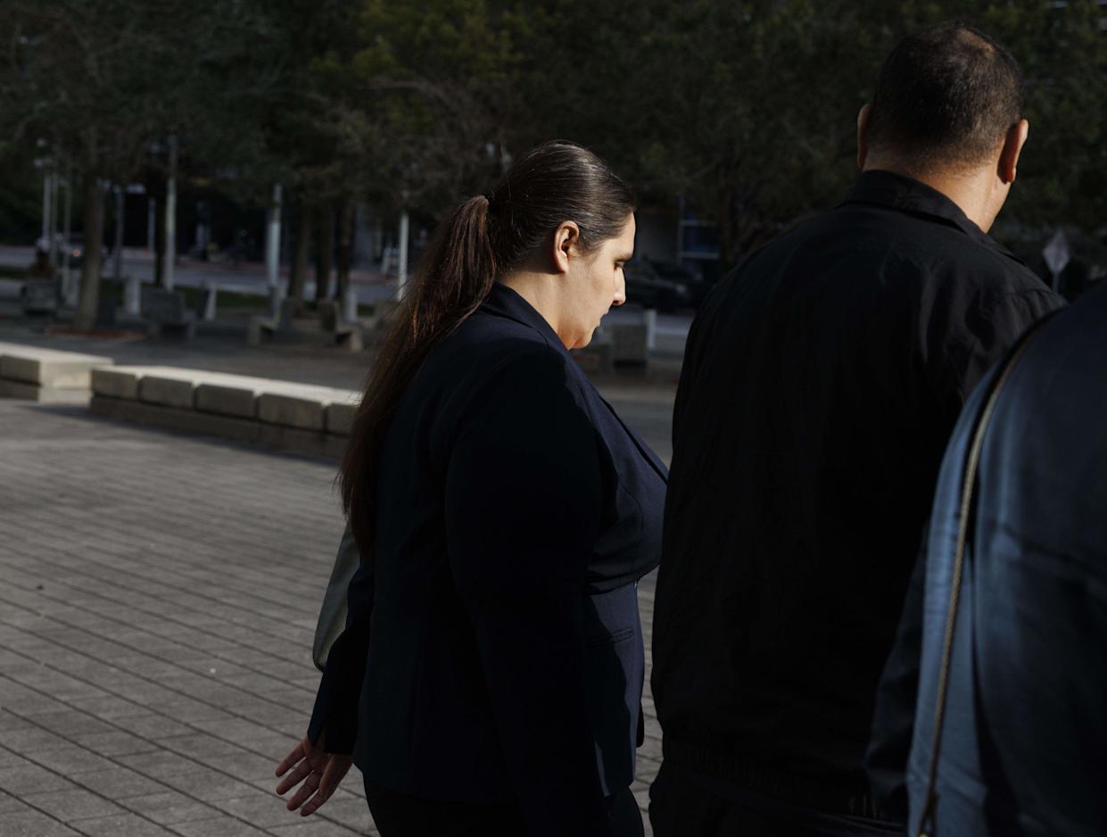 Angelica Pacheco, former Hialeah council member, leaves federal court in downtown Miami on Monday, Jan. 26, 2026, after pleading guilty to fraud related to a pandemic relief loan.
