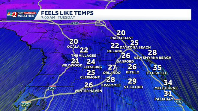 tuesday feels-like temps jan. 27, 2026