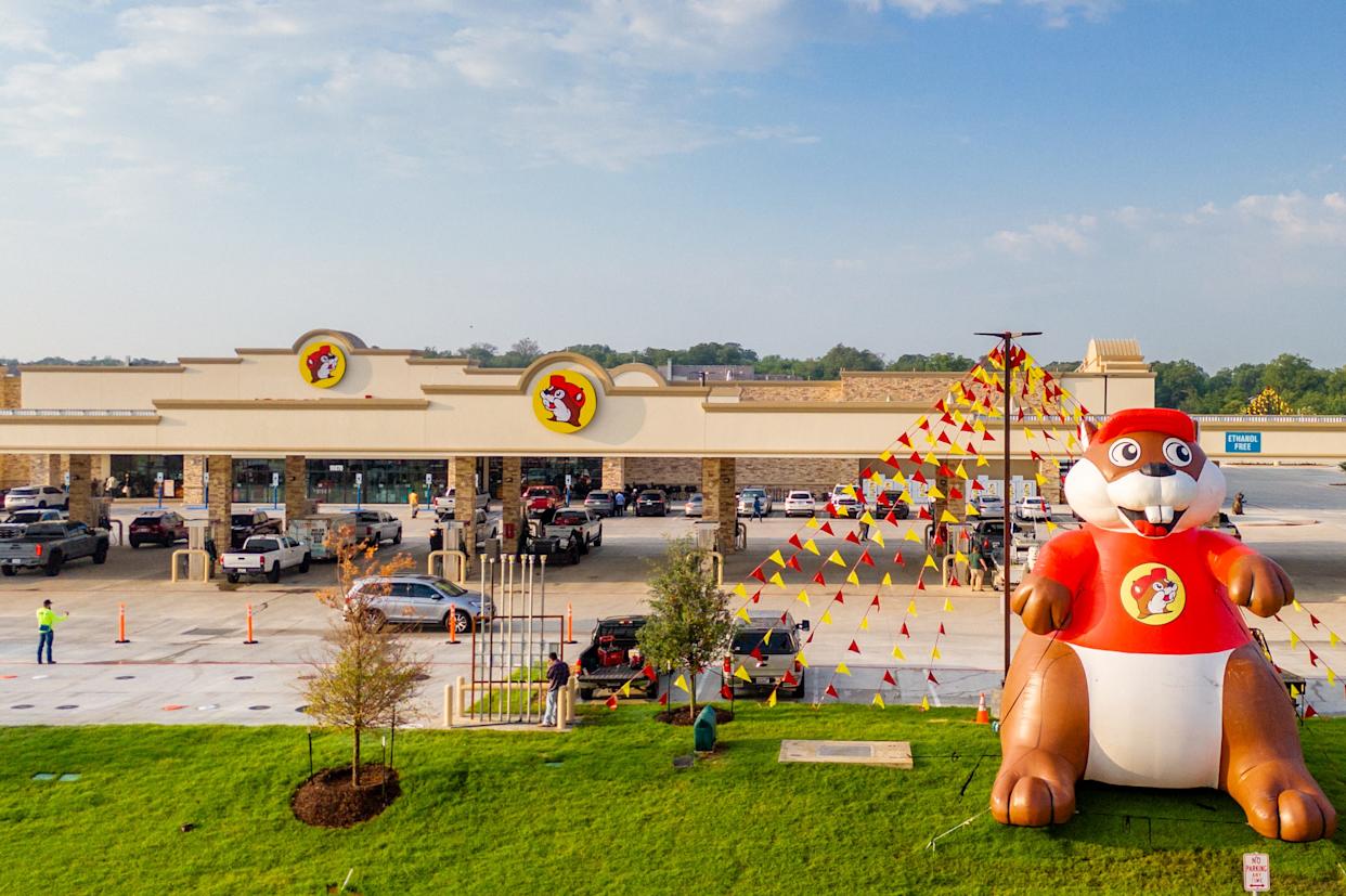 In an aerial view, the Buc-ee's convenience store is seen on June 12, 2024, in Luling, Texas.
