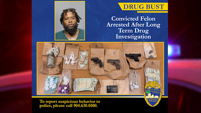 Convicted felon facing multiple drug charges after long-term drug investigation by JSO