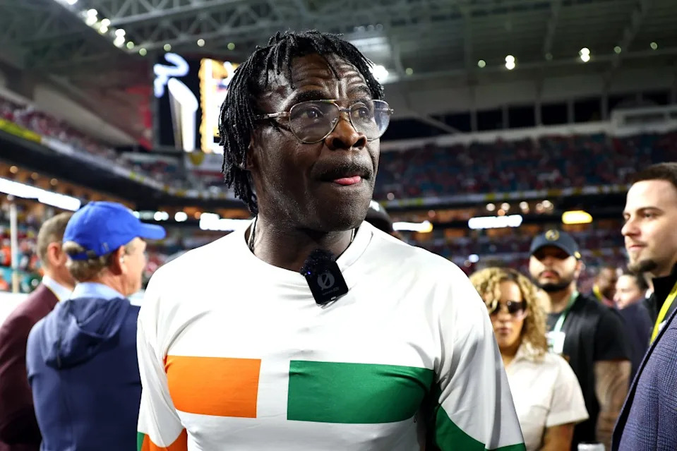 Former Miami Hurricane Michael Irvin looks on prior to a game against the Indiana Hoosiers in the 2026 College Football Playoff National Championship at Hard Rock Stadium on January 19, 2026 in Miami Gardens, Florida. Getty Images