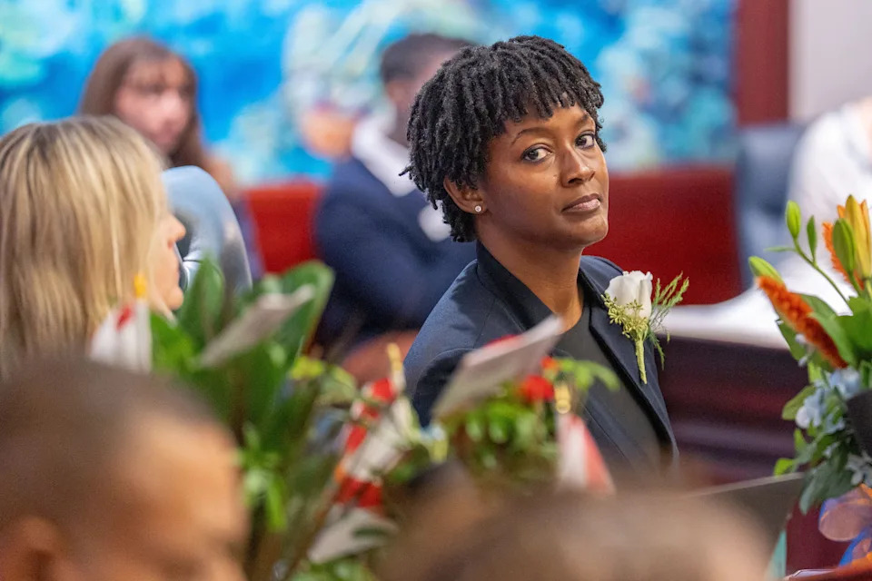 Rep. Angie Nixon listens during the joint session Tuesday, Jan. 13, 2026.