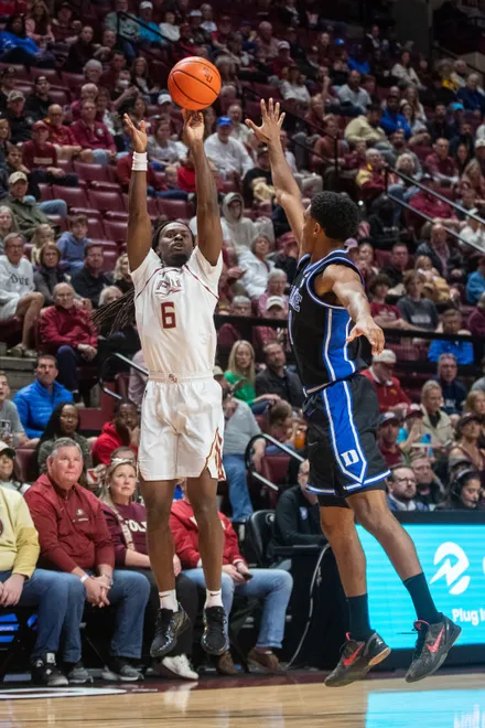 The Florida State Seminoles and Duke Blue Devils are tied 42-42 at the half on Saturday, Jan. 3, 2025.