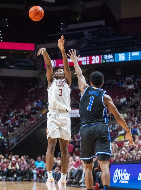 The Florida State Seminoles and Duke Blue Devils are tied 42-42 at the half on Saturday, Jan. 3, 2025.